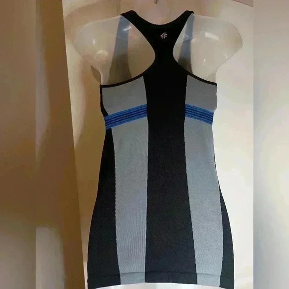 ATHLETA Gray Racerback Tank Top with Black Accents (#659) - Picture 4 of 5